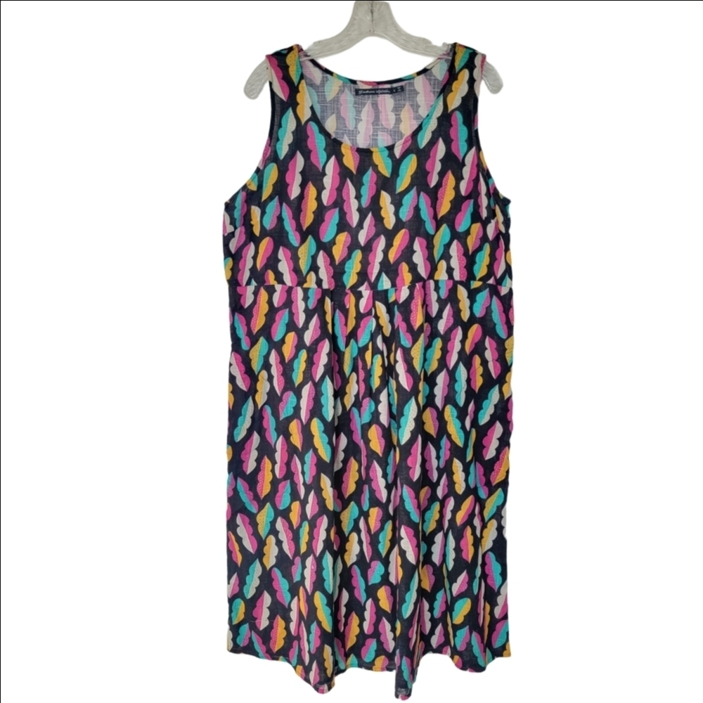Vintange Y2K 100% Cotton Festival Colorful Trendy Summer Sleeveless Dress Large